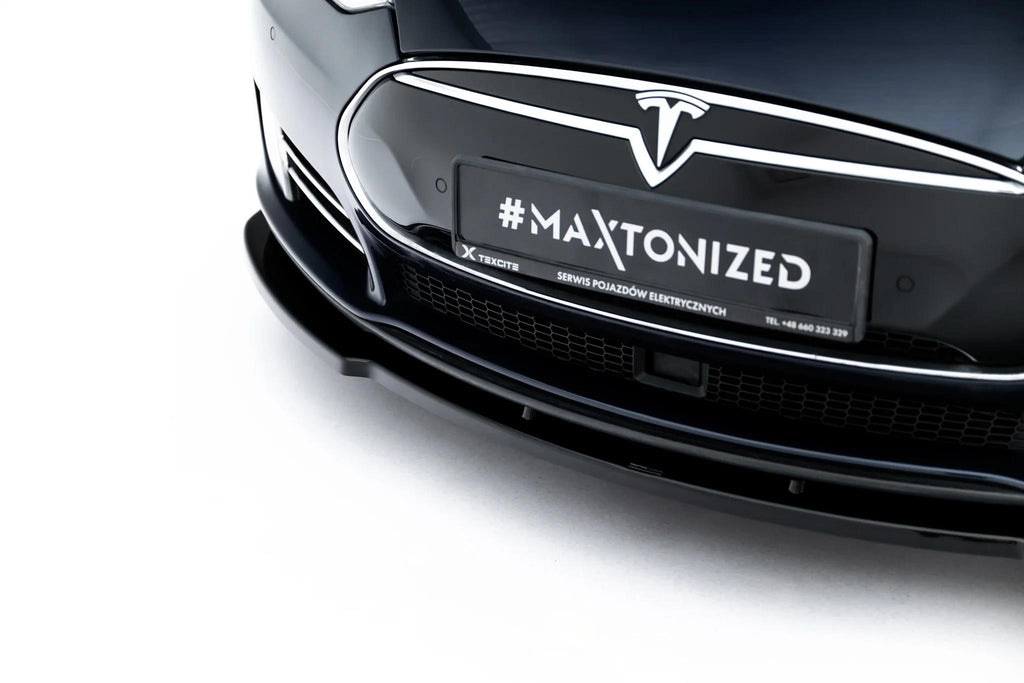 Maxton Design Street+ Spoilerlippe Front Ansatz V.2 passend für Tesla Model S Mk1 schwarz Hochglanz