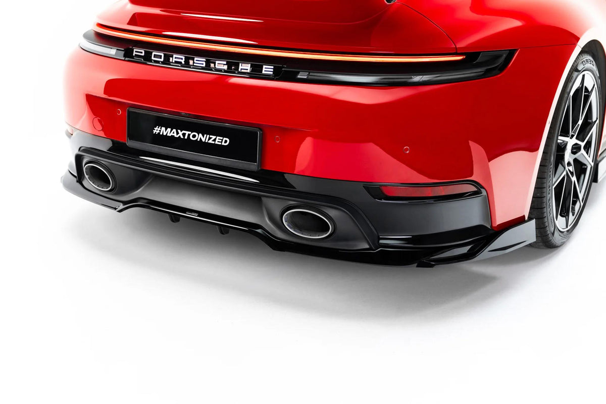 Maxton Design Street+ Mittlerer Diffusor RACE für Porsche 911 Carrera Aero 992 Facelift [2025-] | Schwarz Hochglanz | ABS-Kunststoff
