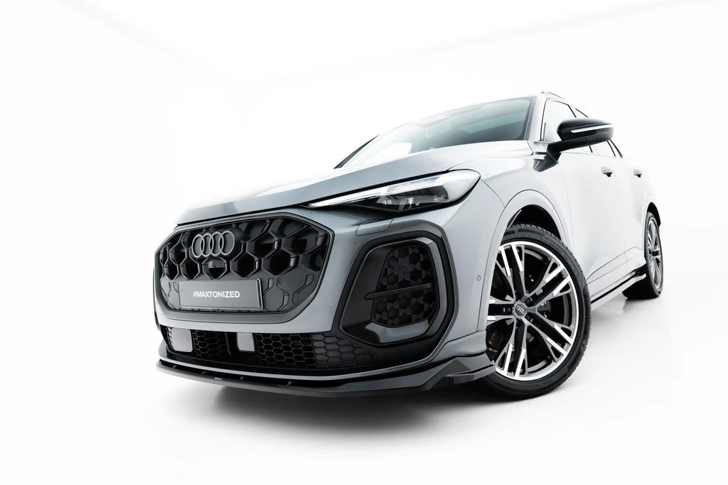 Maxton Design Street+ Spoilerlippe Front Ansatz Passend für Audi SQ5 / Q5 S-Line Sportback / SUV Mk3 Schwarz Hochglanz