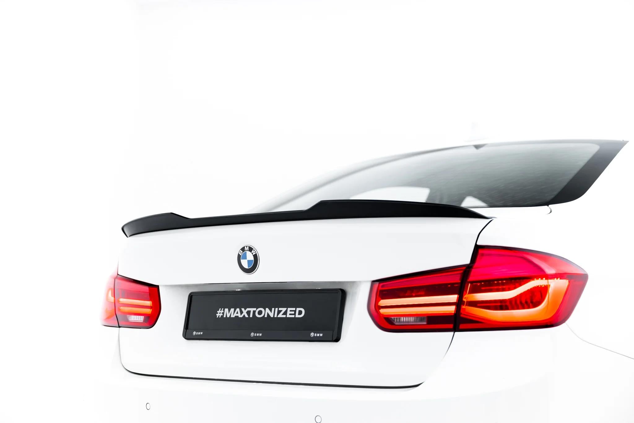 Maxton Design Spoiler CAP passend für BMW 3er Sportline Limousine F30 schwarz Hochglanz
