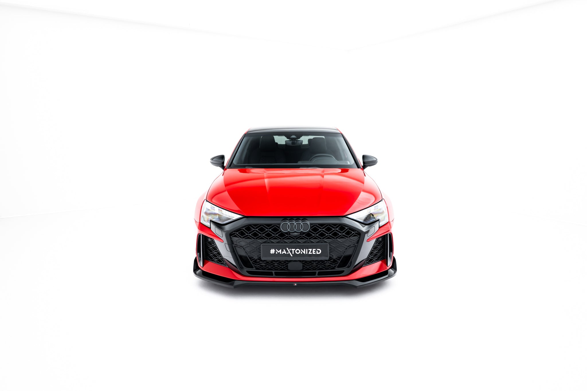 Maxton Design Street+ Spoilerlippe Front Ansatz V.2 passend für Audi RS3 Sportback 8Y Facelift schwarz Hochglanz