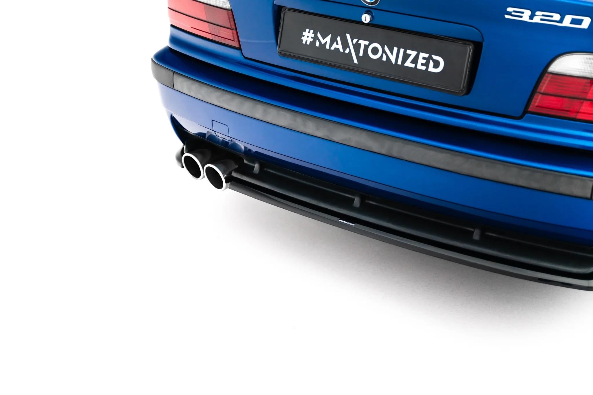 Maxton Design Heck Ansatz Flaps Diffusor passend für BMW M3 / 3 M-Paket Coupe / Cabrio E36 schwarz Hochglanz
