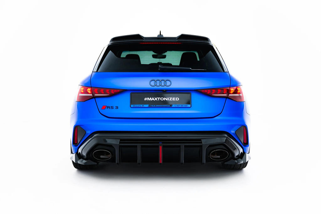 Maxton Design Heck Ansatz Flaps Diffusor V.3 passend für Audi RS3 Sportback 8Y Facelift schwarz Hochglanz