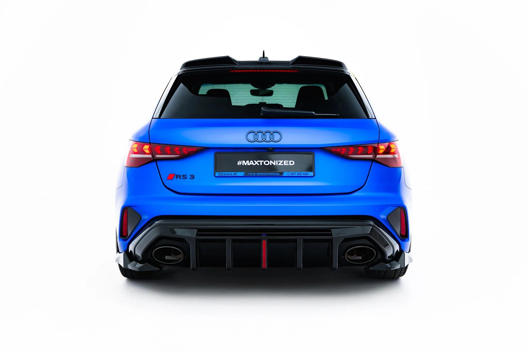 Maxton Design Heck Ansatz Flaps Diffusor V.3 passend für Audi RS3 Sportback 8Y Facelift schwarz Hochglanz
