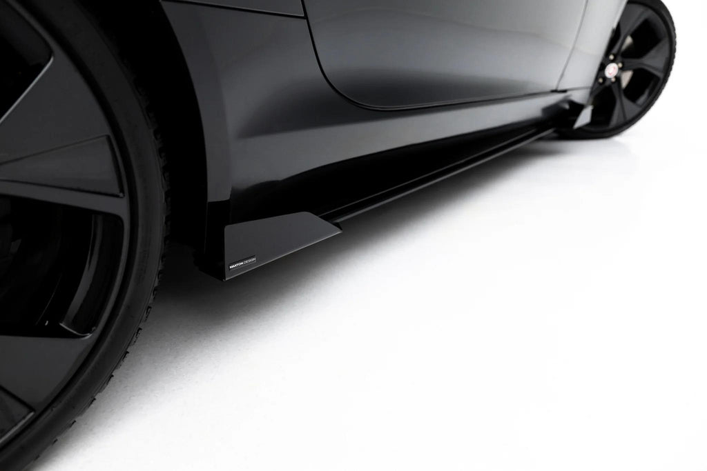 Maxton Design Street Pro Street+ Seitenschweller Leisten + Flaps Passend für Jaguar F-Type X152 Facelift 2 Schwarz Hochglanz
