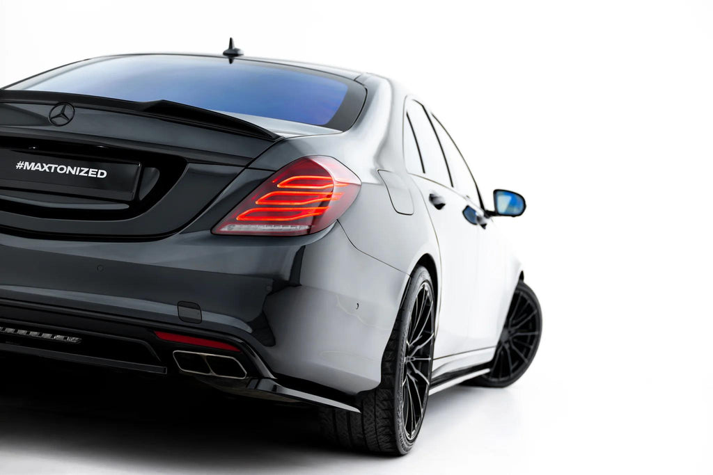 Maxton Design Heck Ansatz Flaps Diffusor Passend für Mercedes-Benz S AMG-Line W222 Schwarz Hochglanz
