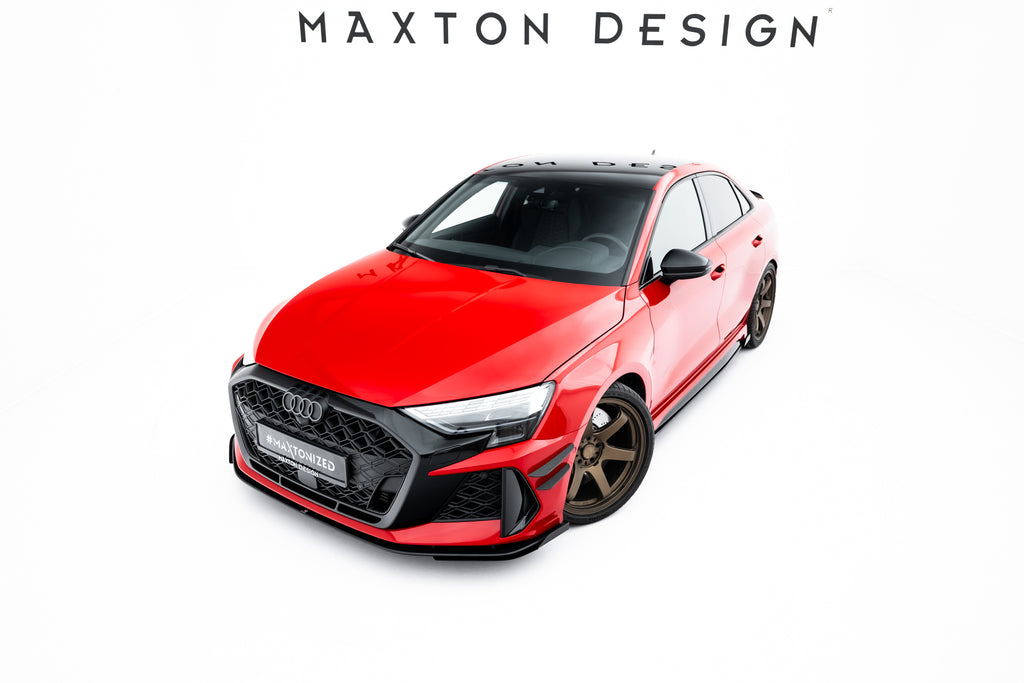 Maxton Design Street Pro Street+ Spoilerlippe Front Ansatz + Flaps passend für Audi RS3 Sportback 8Y Facelift schwarz Hochglanz