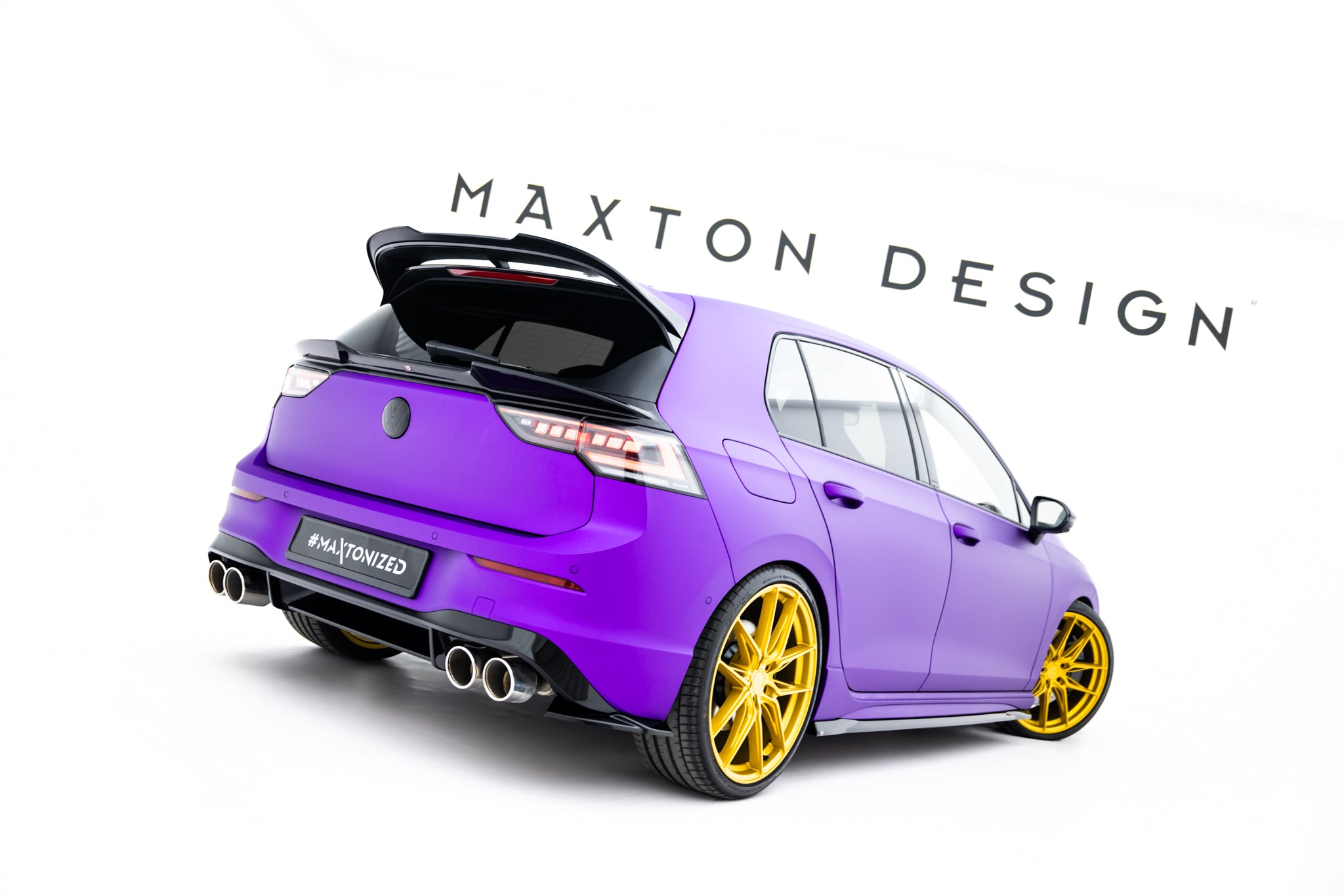 Maxton Design Heck Ansatz Flaps Diffusor V.8 passend für VW Golf R Hatchback Mk8 / Mk8 Facelift schwarz Hochglanz