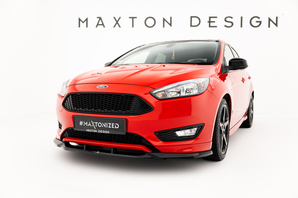 Maxton Design Street+ Spoilerlippe Front Ansatz V.3 passend für Ford Focus ST-Line Mk3 Facelift schwarz Hochglanz