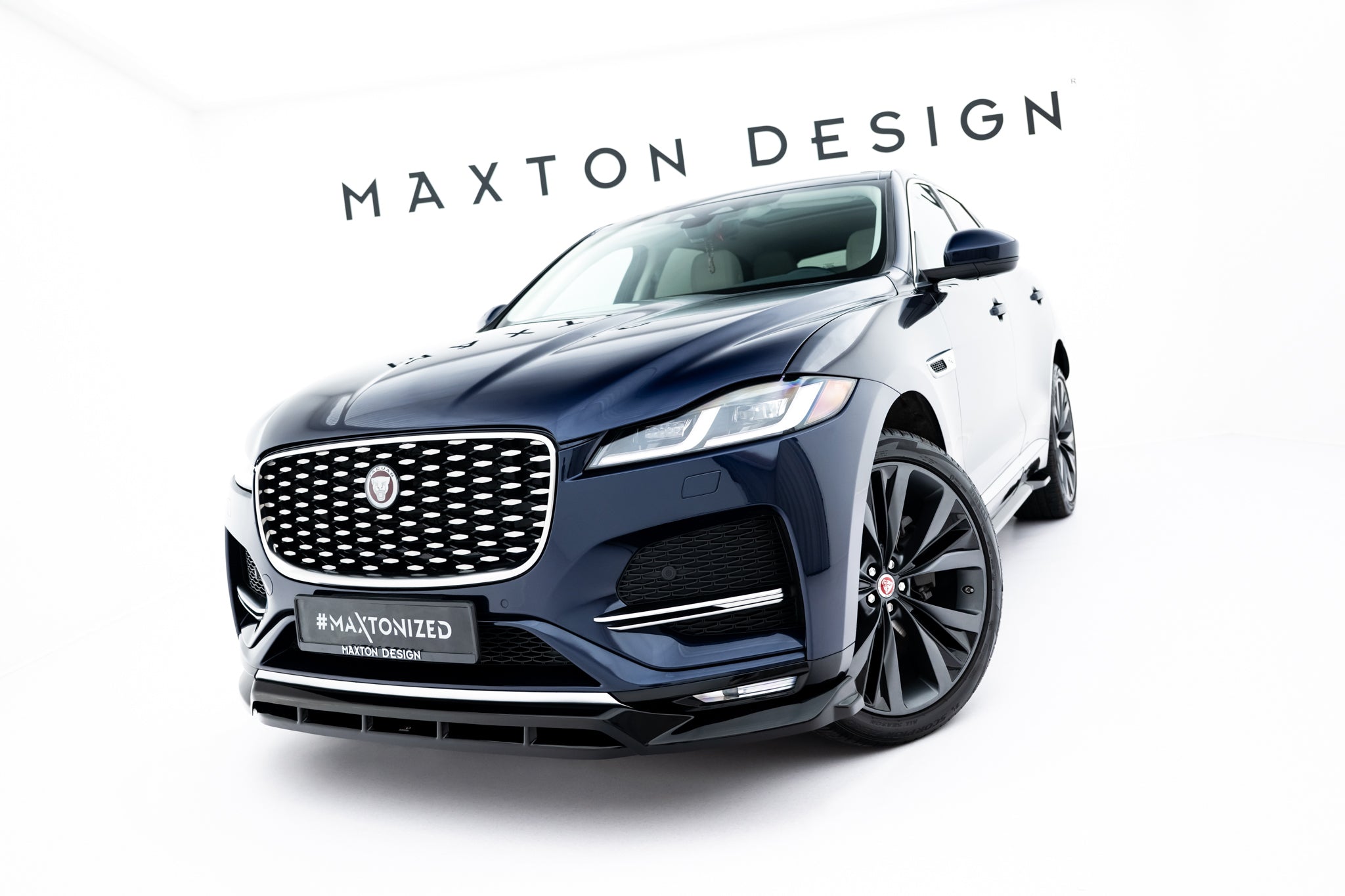 Maxton Design Street+ Spoilerlippe Front Ansatz passend für Jaguar F-Pace R-Sport X761 Facelift schwarz Hochglanz