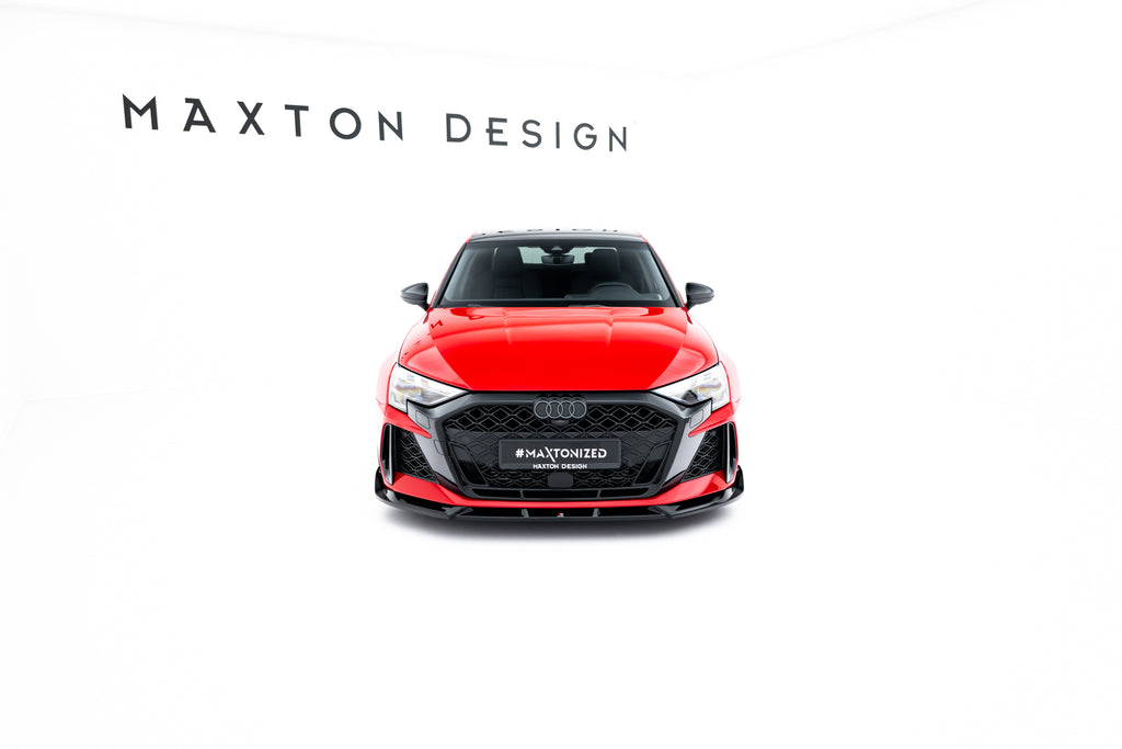 Maxton Design Street+ Spoilerlippe Front Ansatz V.3 passend für Audi RS3 Sportback 8Y Facelift schwarz Hochglanz