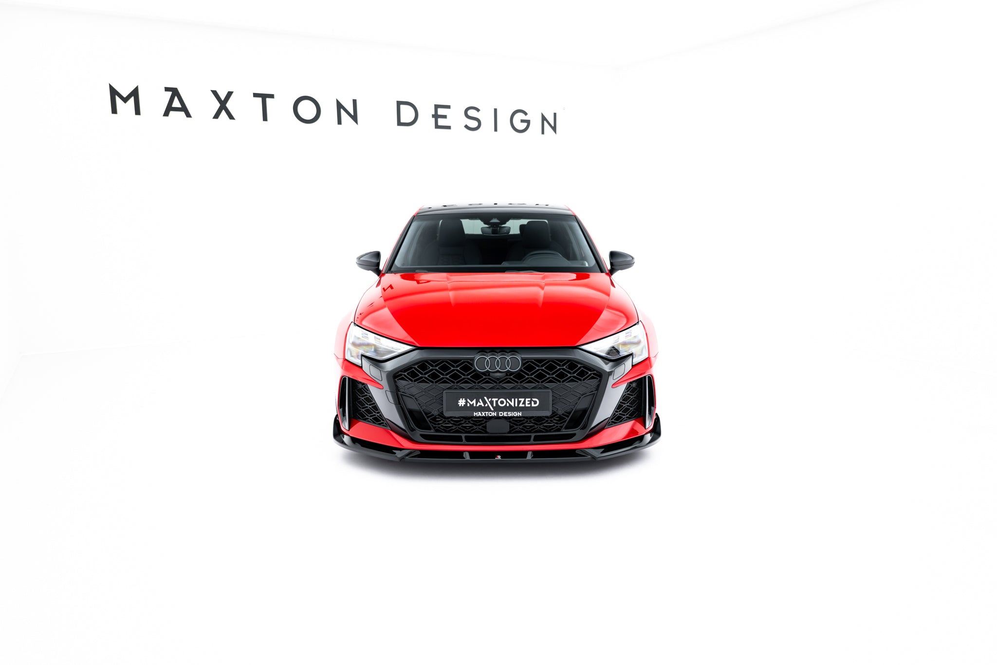 Maxton Design Street+ Spoilerlippe Front Ansatz V.3 passend für Audi RS3 Sportback 8Y Facelift schwarz Hochglanz