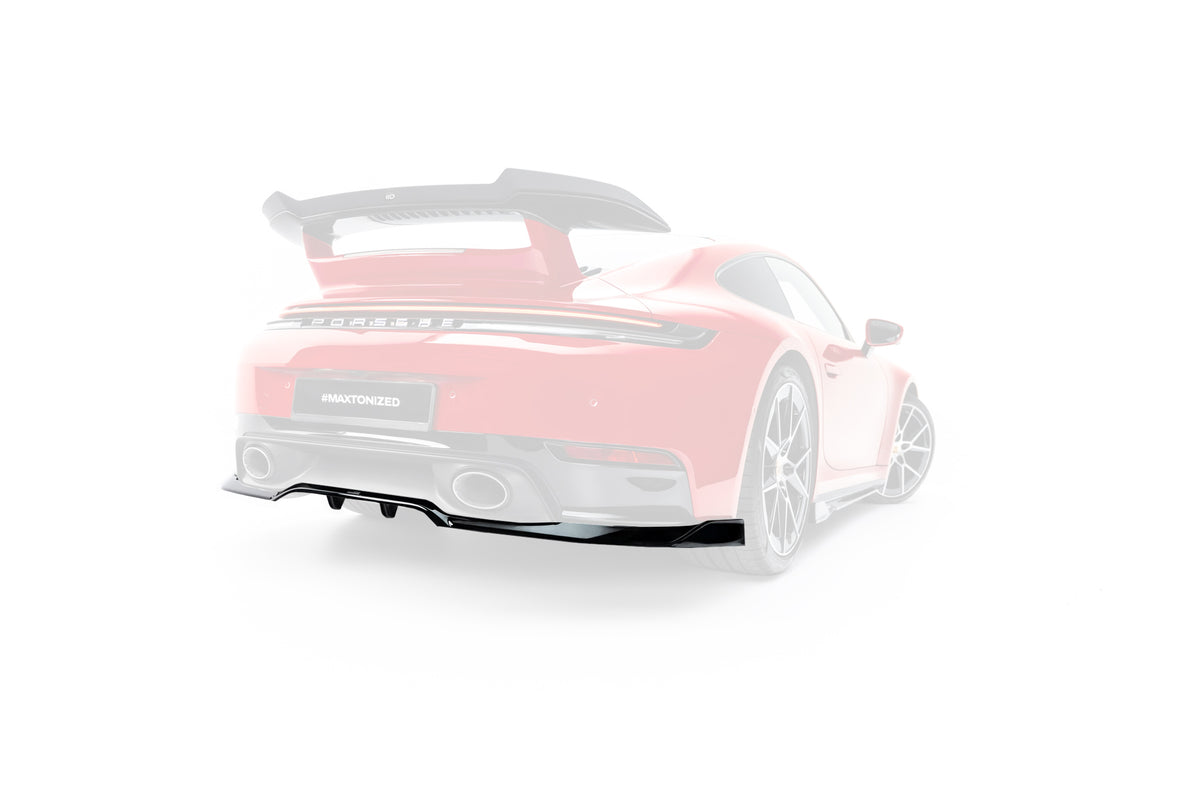 Maxton Design Street+ Mittlerer Diffusor RACE für Porsche 911 Carrera Aero 992 Facelift [2025-] | Schwarz Hochglanz | ABS-Kunststoff