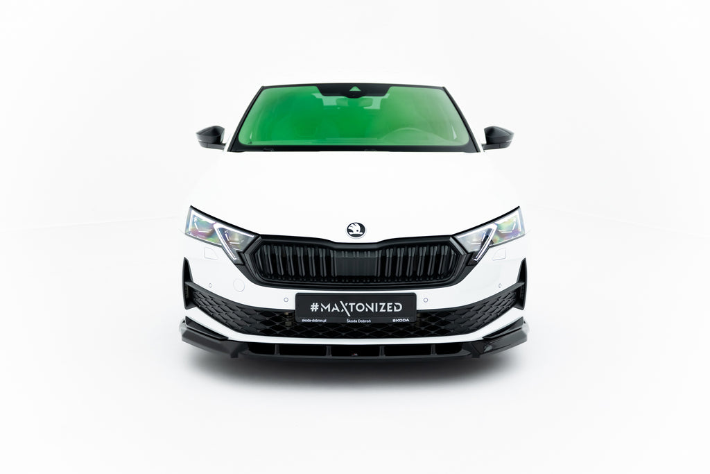 Maxton Design Street+ Spoilerlippe Front Ansatz passend für Skoda Octavia Sportline Liftback / Combi Mk4 Facelift schwarz Hochglanz
