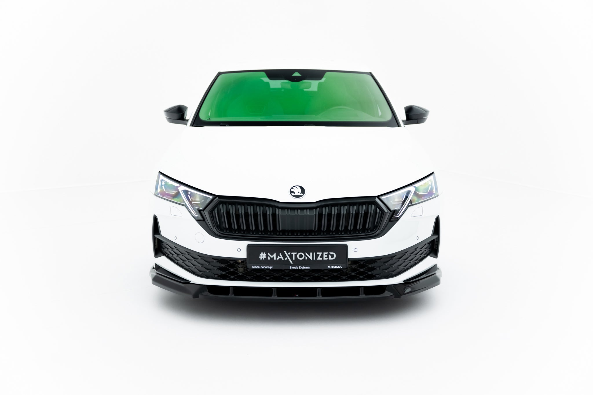 Maxton Design Street+ Spoilerlippe Front Ansatz passend für Skoda Octavia Sportline Liftback / Combi Mk4 Facelift schwarz Hochglanz