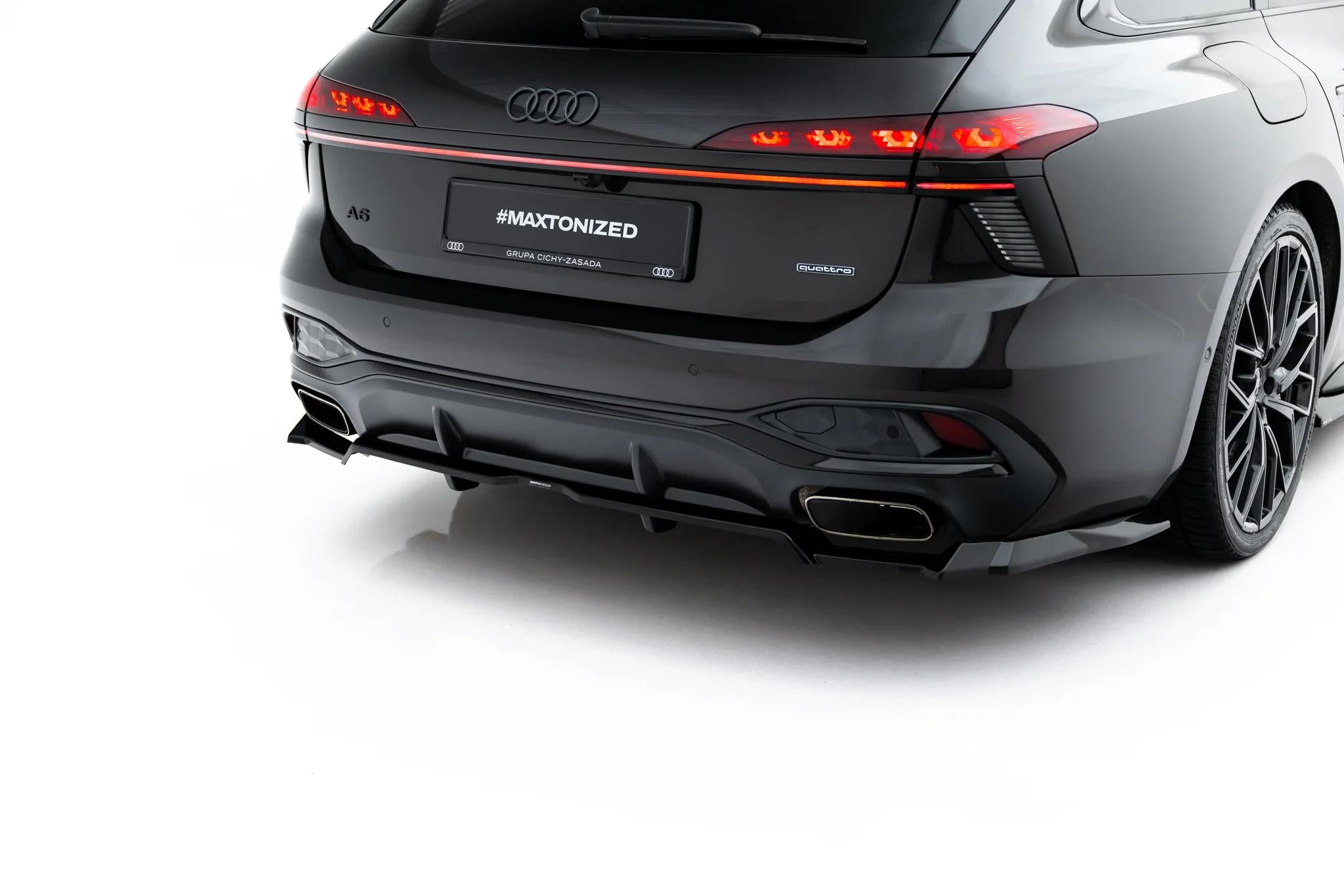 Maxton Design Street+ Mittlerer Diffusor Race Passend für V.3 Audi A6 S-Line C9 Schwarz Hochglanz
