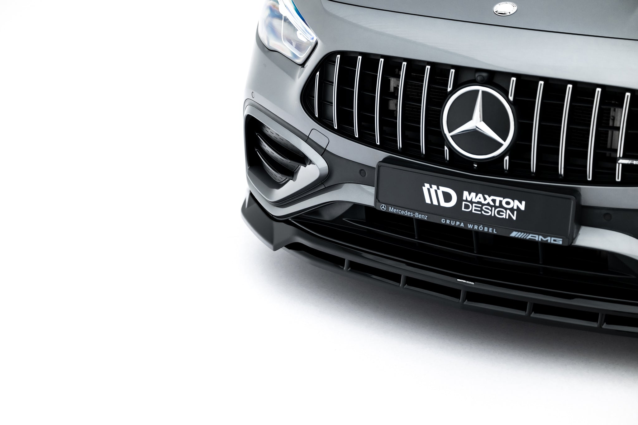 Maxton Design Street+ Spoilerlippe Front Ansatz V.1 passend für Mercedes-AMG GLA 35 H247 Facelift schwarz Hochglanz