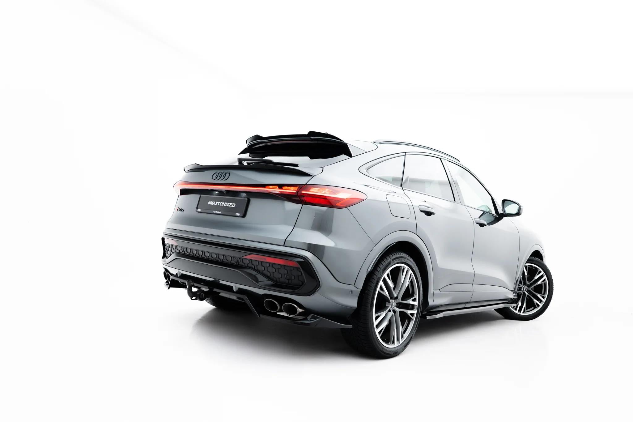 Maxton Design Street+ Mittlerer Diffusor Race Passend für Audi SQ5 Sportback / SUV Mk3 Schwarz Hochglanz