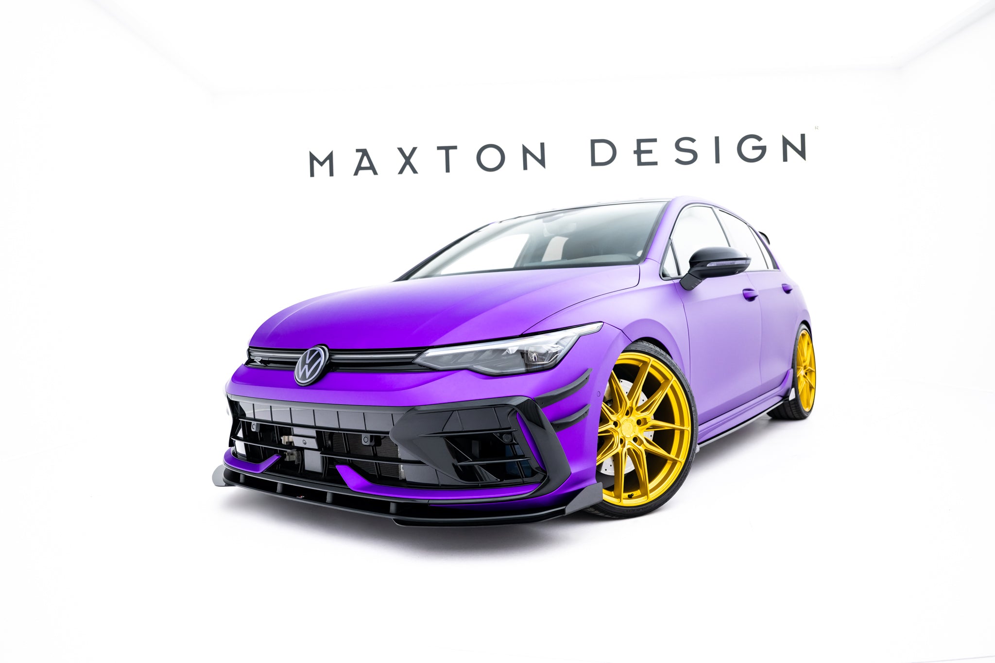 Maxton Design Street Pro Street+ Spoilerlippe Front Ansatz + Flaps passend für VW Golf R Hatchback Mk8 Facelift schwarz Hochglanz