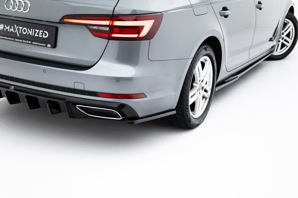 Maxton Design Heck Ansatz Flaps Diffusor passend für Audi A4 / A4 S-Line / S4 Limousine / Avant B9 schwarz Hochglanz