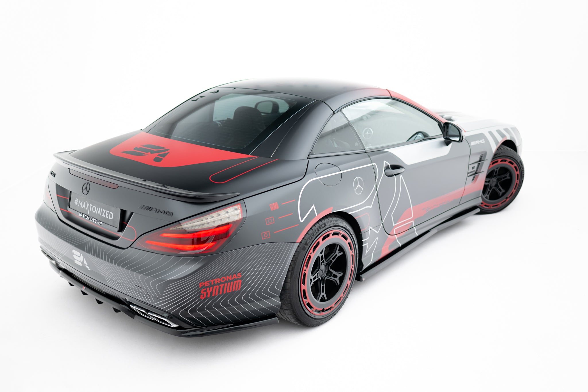 Maxton Design Street+ Mittlerer Diffusor RACE passend für Mercedes-Benz SL 63 AMG R231 schwarz Hochglanz