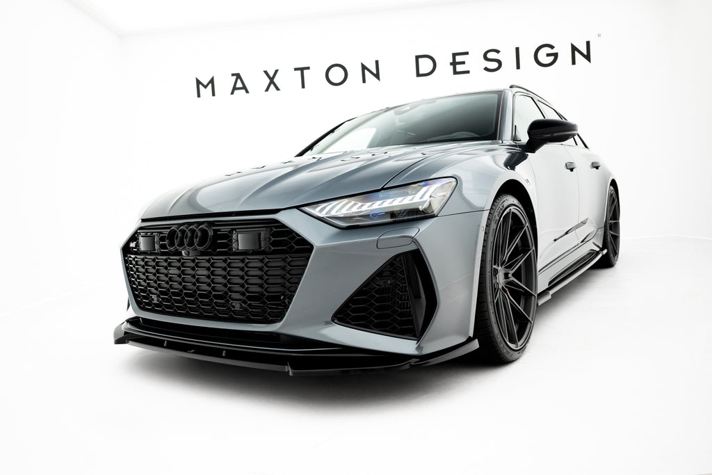Maxton Design Street+ Spoilerlippe Front Ansatz V.1 passend für Audi RS6 C8 / C8 Facelift schwarz Hochglanz