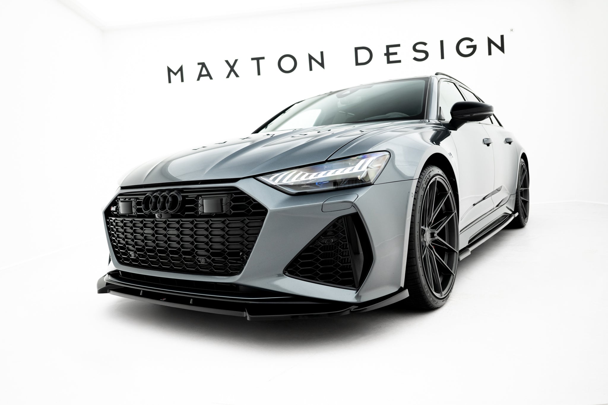 Maxton Design Street+ Spoilerlippe Front Ansatz V.1 passend für Audi RS6 C8 / C8 Facelift schwarz Hochglanz