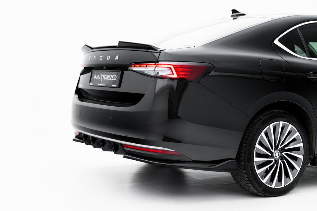 Maxton Design Diffusor Heck Ansatz passend für Skoda Superb Sportline Mk4 schwarz Hochglanz