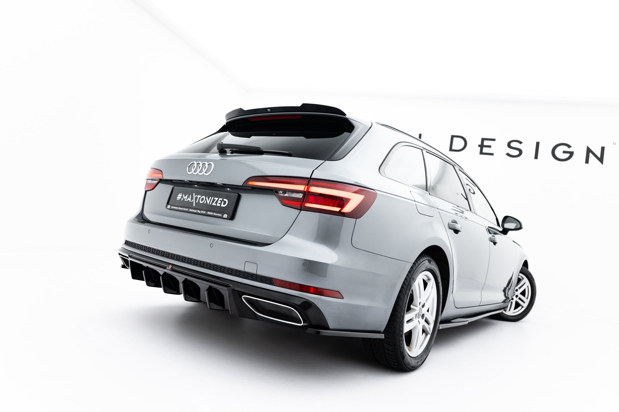 Maxton Design Heck Ansatz Flaps Diffusor passend für Audi A4 / A4 S-Line / S4 Limousine / Avant B9 schwarz Hochglanz