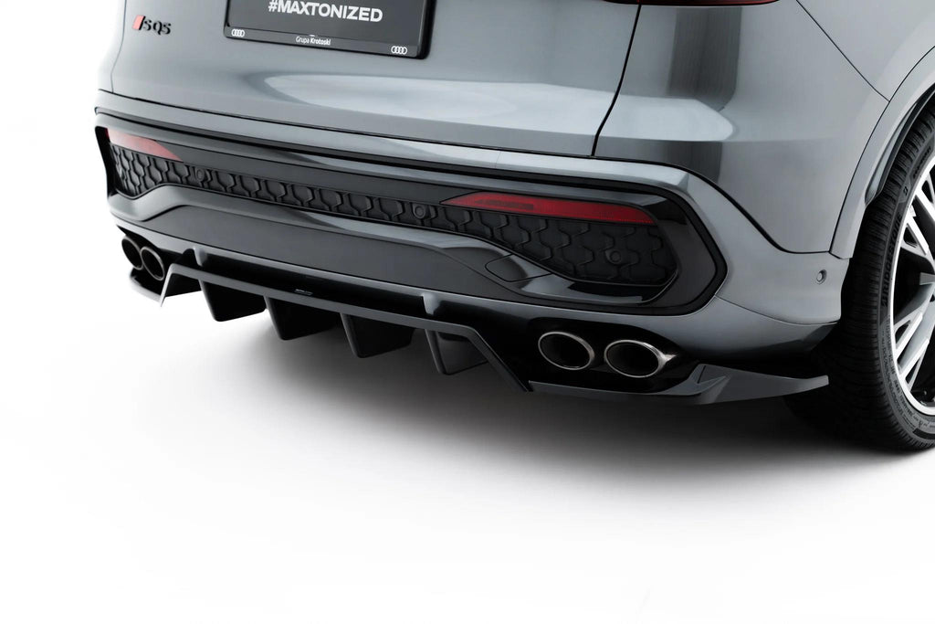 Maxton Design Street+ Mittlerer Diffusor Race Passend für Audi SQ5 Sportback / SUV Mk3 Schwarz Hochglanz