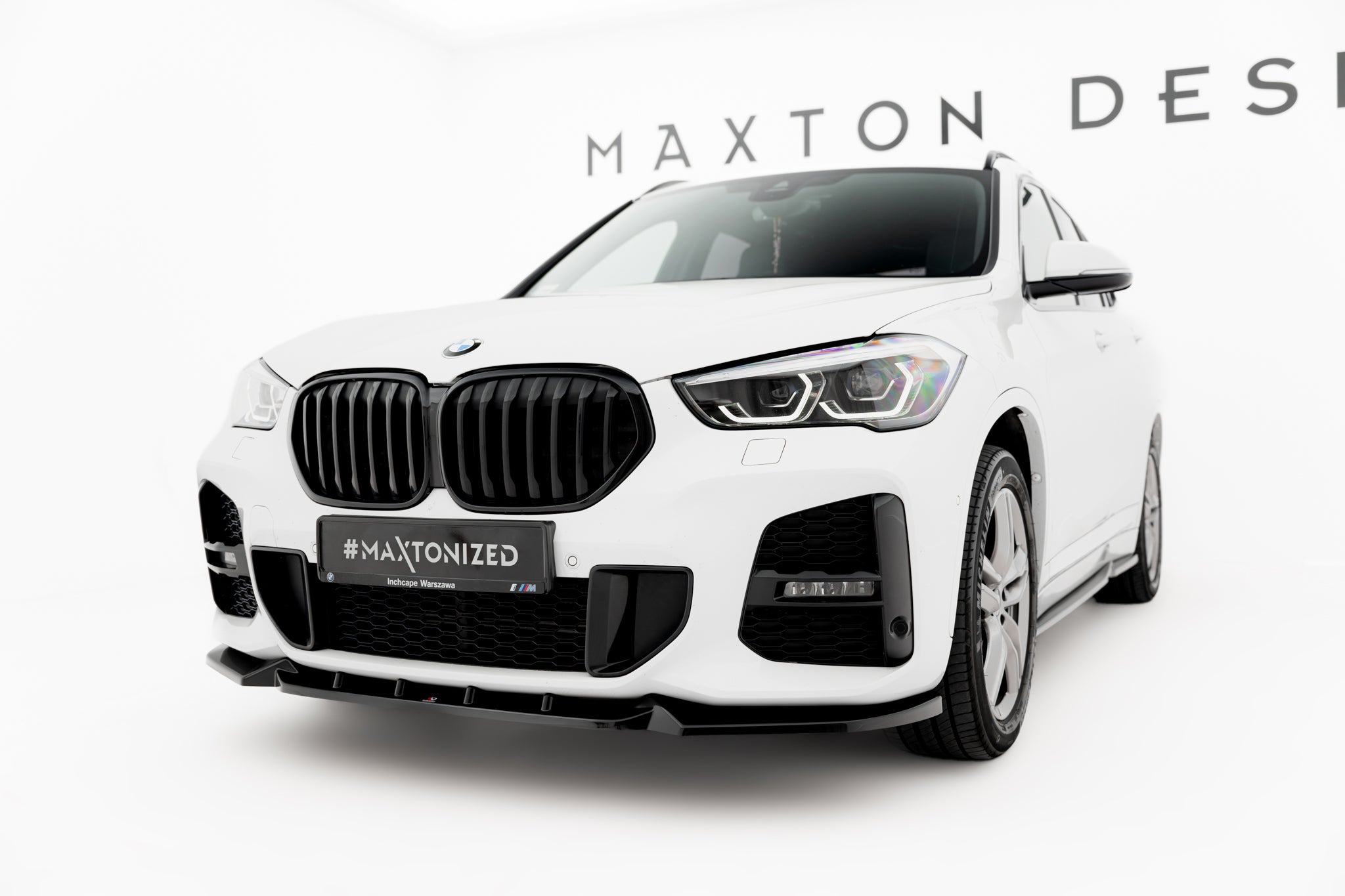 Maxton Design Street+ Spoilerlippe Front Ansatz passend für BMW X1 M-Paket F48 Facelift schwarz Hochglanz