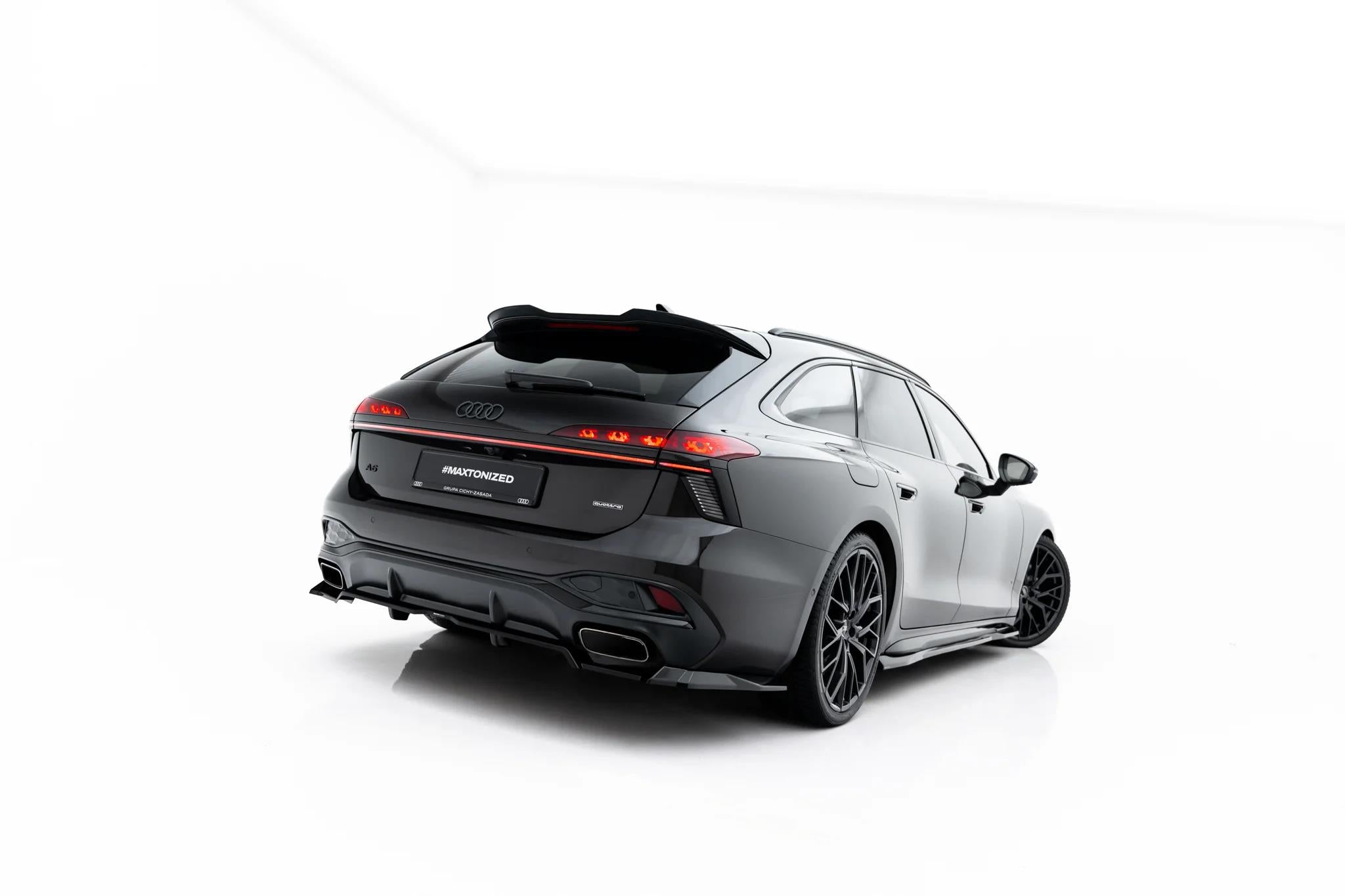 Maxton Design Street+ Mittlerer Diffusor Race Passend für V.3 Audi A6 S-Line C9 Schwarz Hochglanz