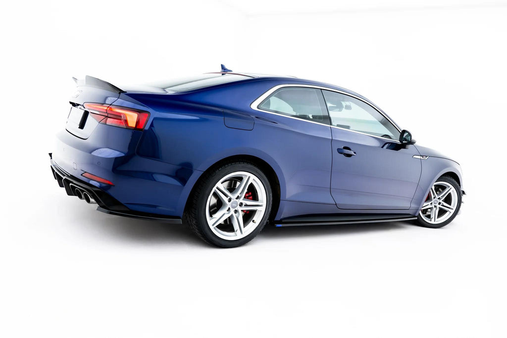 Maxton Design Street+ Seitenschweller Leisten Passend für V.1 Passend für Audi S5 / A5 S-Line Coupe F5 Schwarz Hochglanz