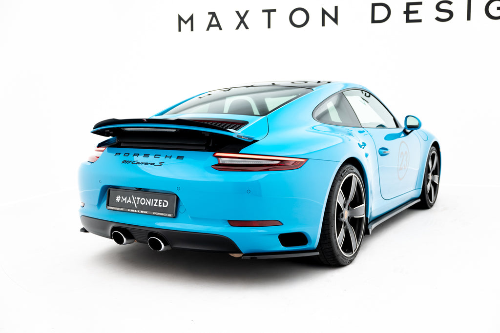 Maxton Design Heck Ansatz Flaps Diffusor passend für Porsche 911 Carrera 991 Facelift schwarz Hochglanz