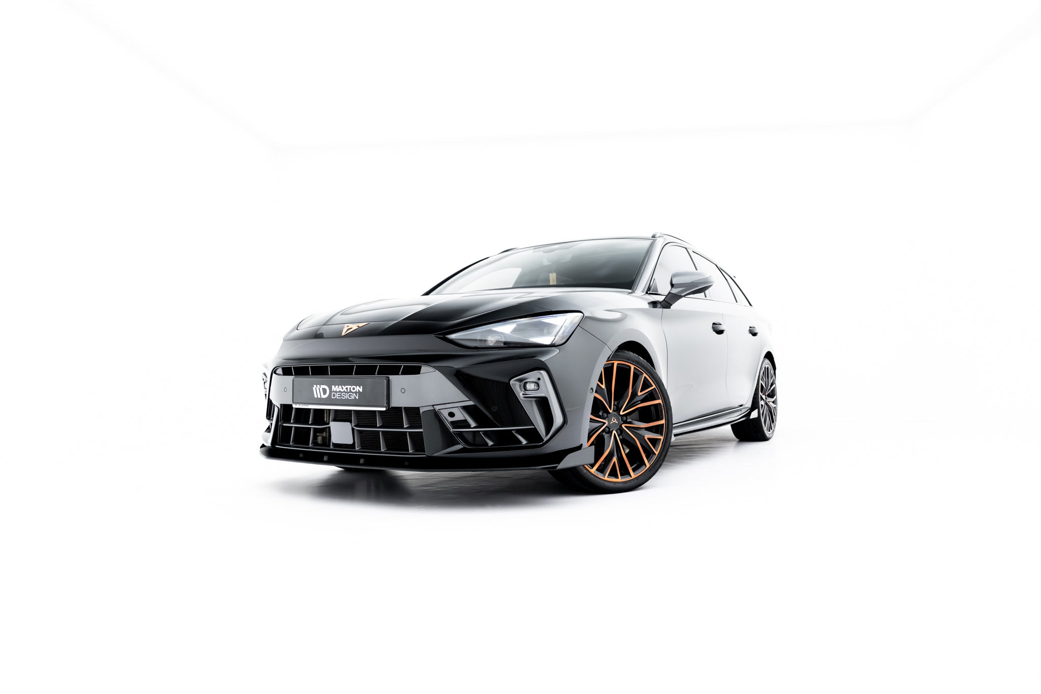 Maxton Design Street Pro Street+ Spoilerlippe Front Ansatz + Flaps passend für Cupra Leon ST / Hatchback Mk1 Facelift schwarz Hochglanz