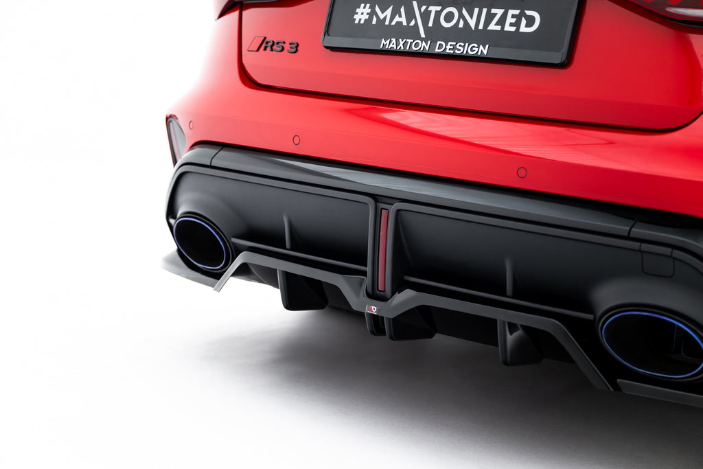 Maxton Design Street+ Mittlerer Diffusor RACE V.2 passend für Audi RS3 Limousine 8Y Facelift schwarz Hochglanz