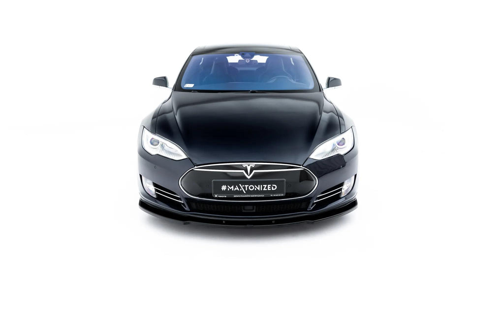 Maxton Design Street+ Spoilerlippe Front Ansatz V.2 passend für Tesla Model S Mk1 schwarz Hochglanz