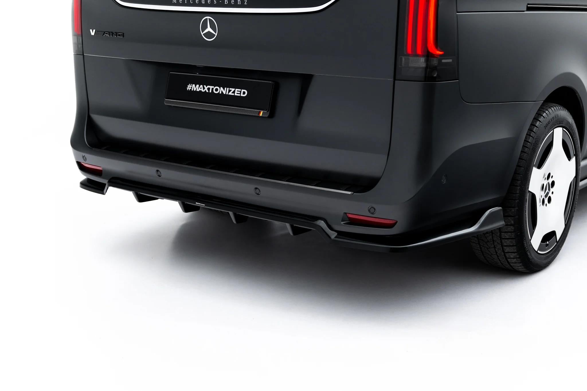 Maxton Design Street+ Mittlerer Diffusor Race Passend für Mercedes-Benz V AMG-Line W447 Facelift 2 Schwarz Hochglanz
