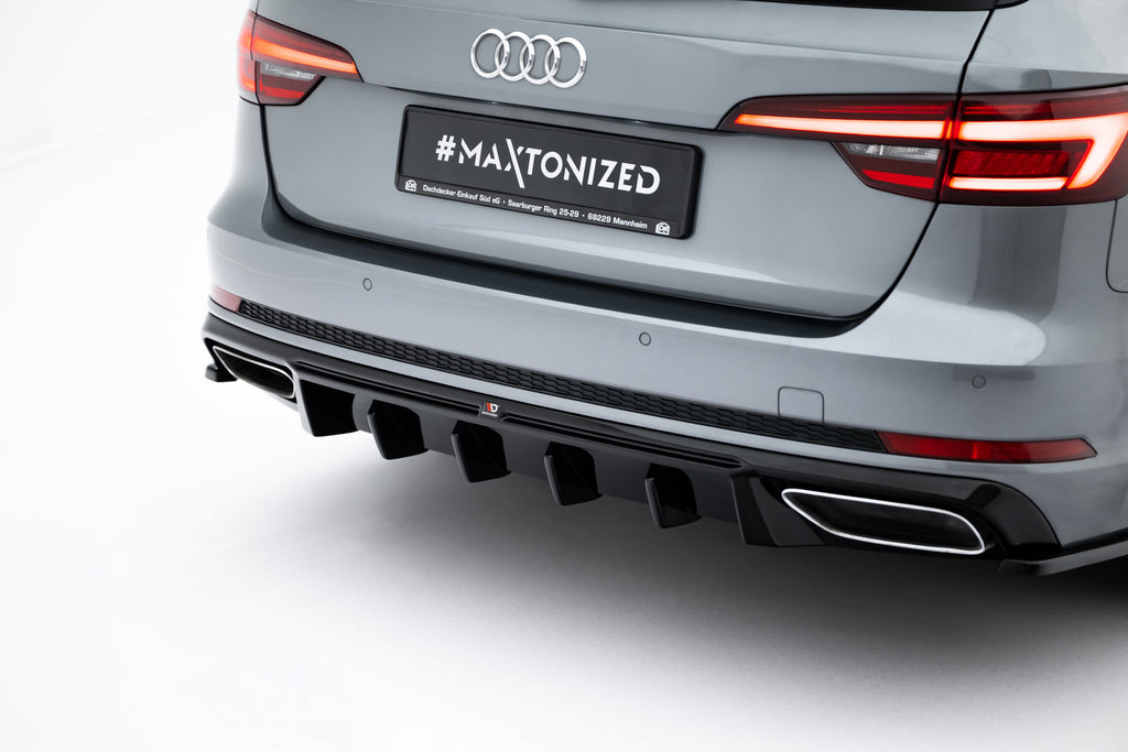 Maxton Design Diffusor Heck Ansatz passend für Audi A4 / A4 S-Line Limousine / Avant B9 schwarz Hochglanz