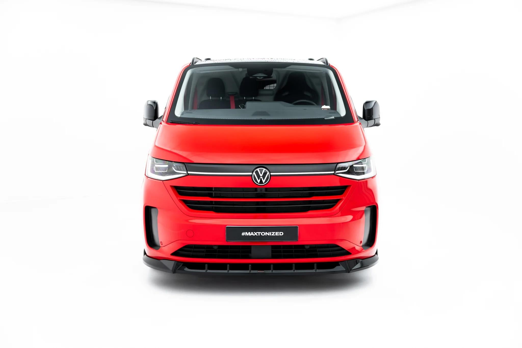 Maxton Design Street+ Spoilerlippe Front Ansatz V.1 passend für VW Transporter T7 schwarz Hochglanz