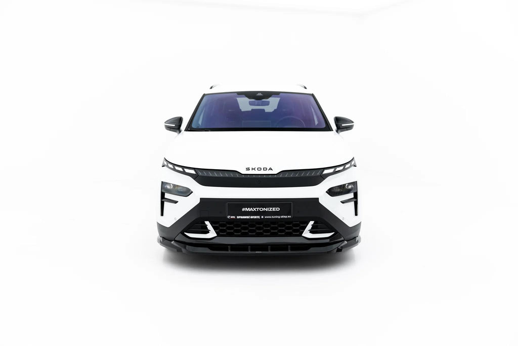 Maxton Design Street+ Spoilerlippe Front Ansatz Passend für Skoda Elroq RS Mk1 Schwarz Hochglanz