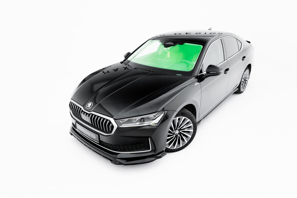 Maxton Design Street+ Spoilerlippe Front Ansatz V.1 passend für Skoda Superb Mk4 schwarz Hochglanz
