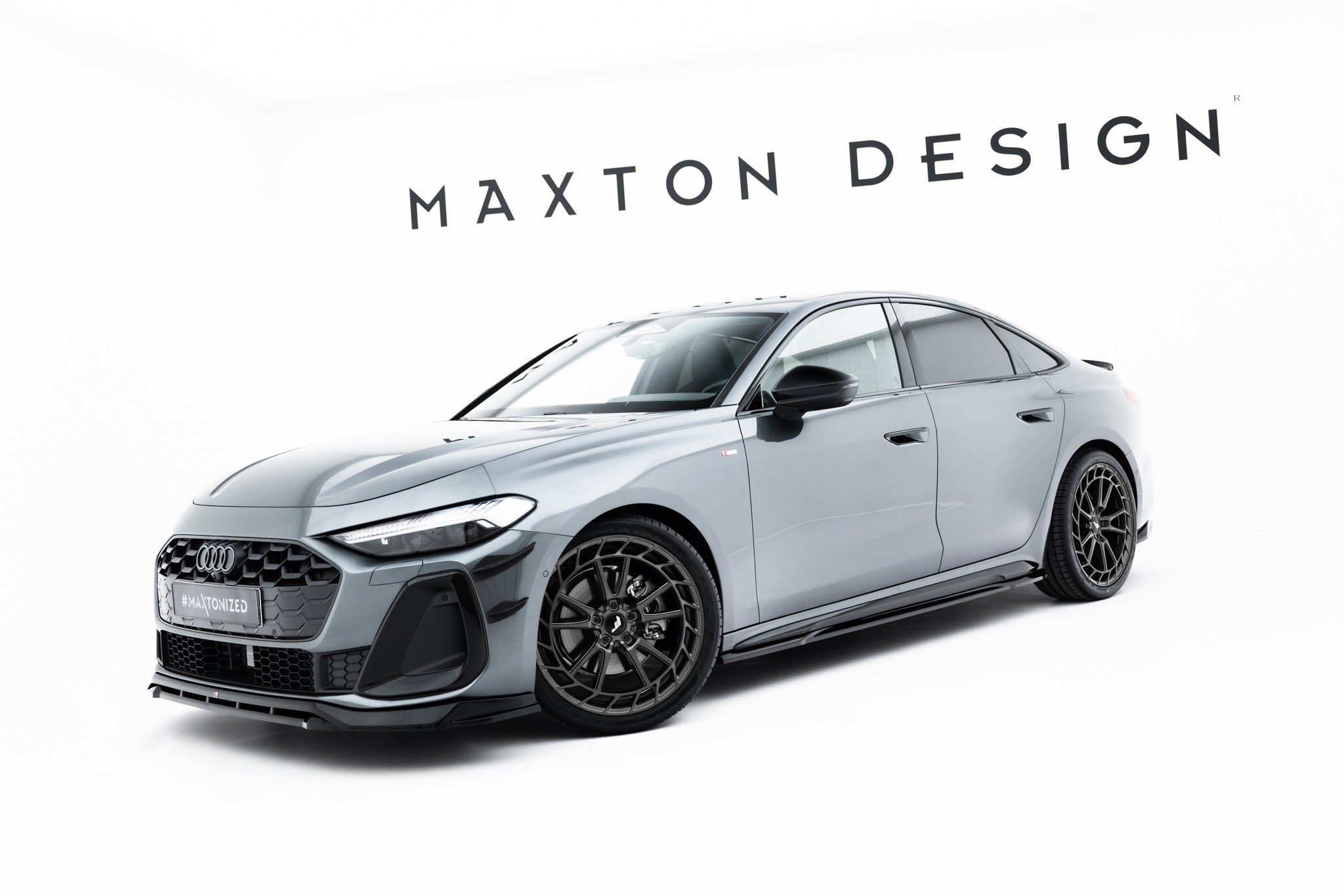 Maxton Design Street+ Seitenschweller Leisten passend für Audi A5 S-Line / S5 Limousine / Avant B10 schwarz Hochglanz