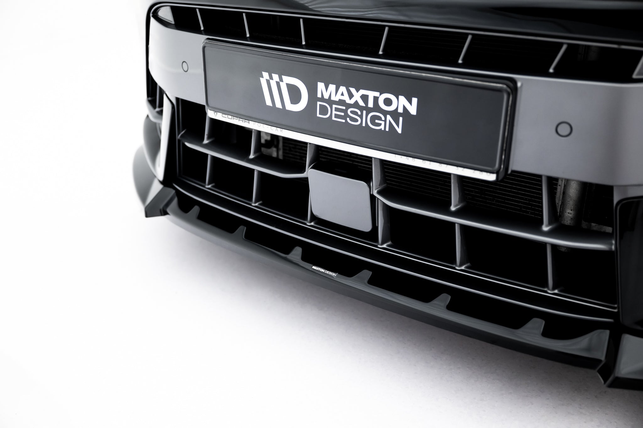 Maxton Design Street+ Spoilerlippe Front Ansatz V.2 passend für Cupra Leon ST / Hatchback Mk1 Facelift schwarz Hochglanz