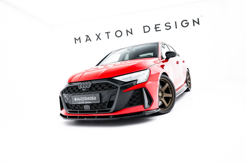 Maxton Design Street+ Spoilerlippe Front Ansatz V.1 passend für Audi RS3 Sportback 8Y Facelift schwarz Hochglanz