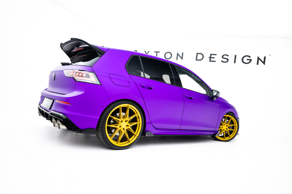 Maxton Design Street Pro Street+ Seitenschweller Leisten + Flaps passend für VW Golf R Hatchback Mk8 / Mk8 Facelift schwarz Hochglanz