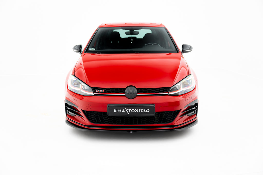 Maxton Design Street+ Spoilerlippe Front Ansatz V.4 passend für VW Golf GTI / GTD Mk7 Facelift schwarz Hochglanz