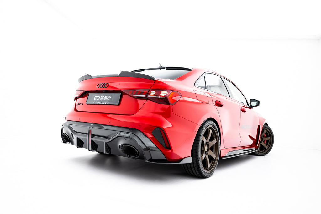 Maxton Design Prepreg Carbon Fiber Heck Ansatz Flaps Diffusor passend für Audi RS3 Limousine 8Y Facelift