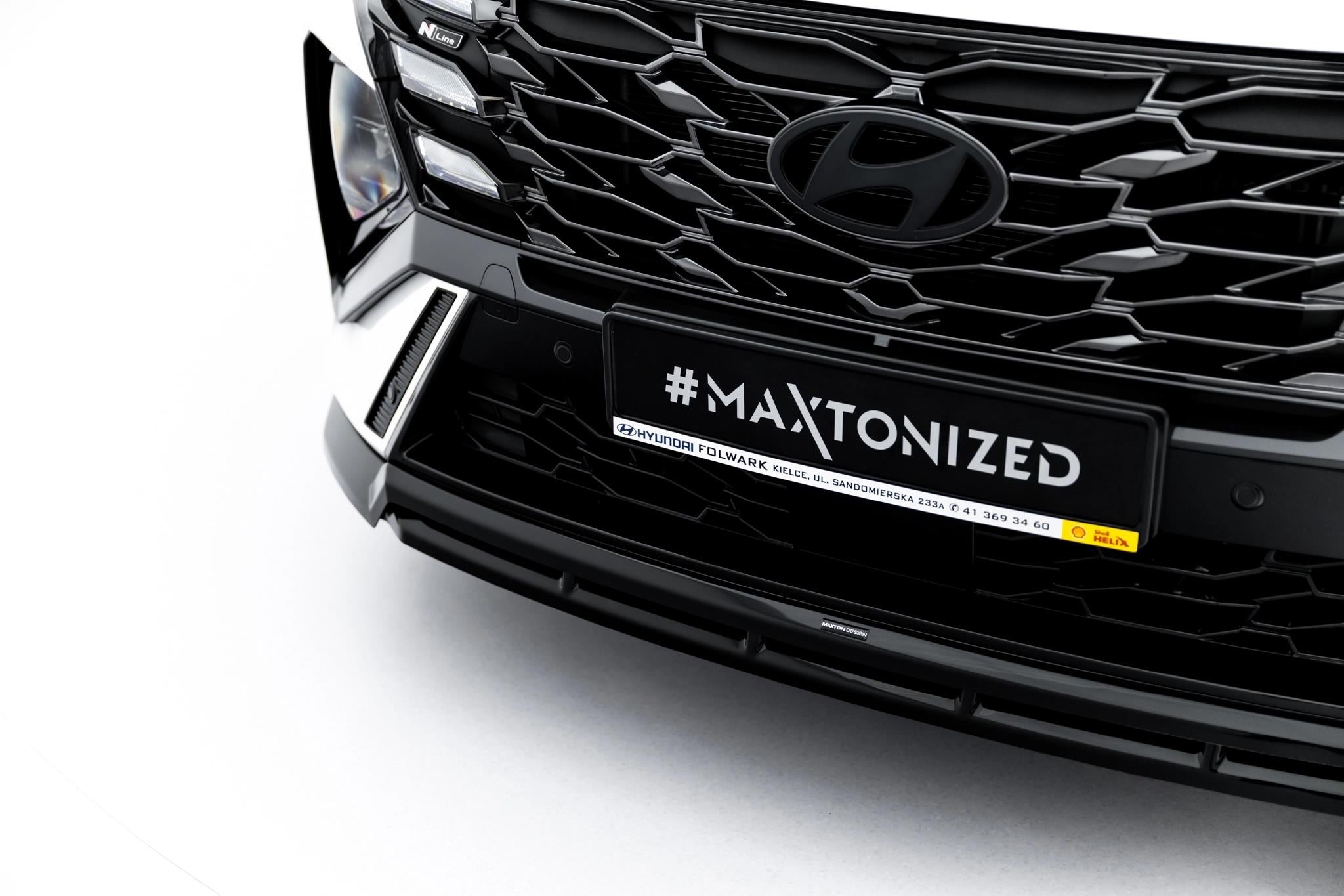 Maxton Design Street+ Spoilerlippe Front Ansatz passend für Hyundai Tucson N-Line Mk4 Facelift schwarz Hochglanz
