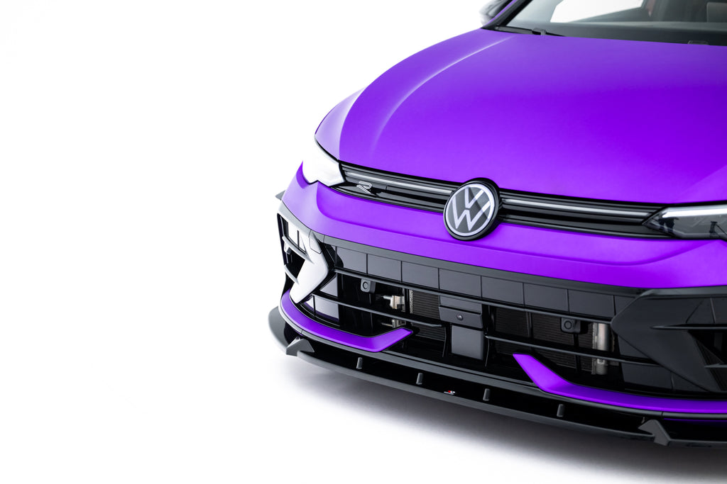 Maxton Design Street+ Spoilerlippe Front Ansatz V.3 + Flaps passend für VW Golf R Hatchback / Variant Mk8 Facelift
